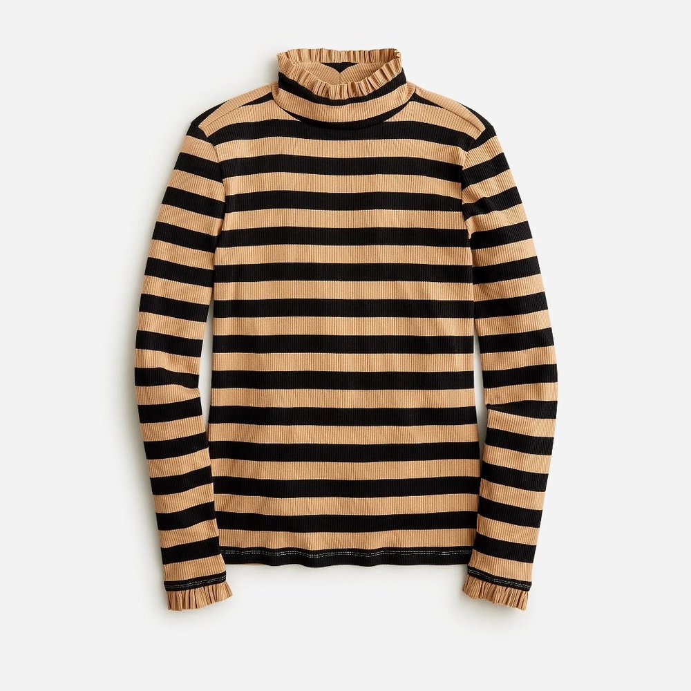 Jcrew Vintage Rib Ruffle Mockneck Tee - Picture 3 of 3